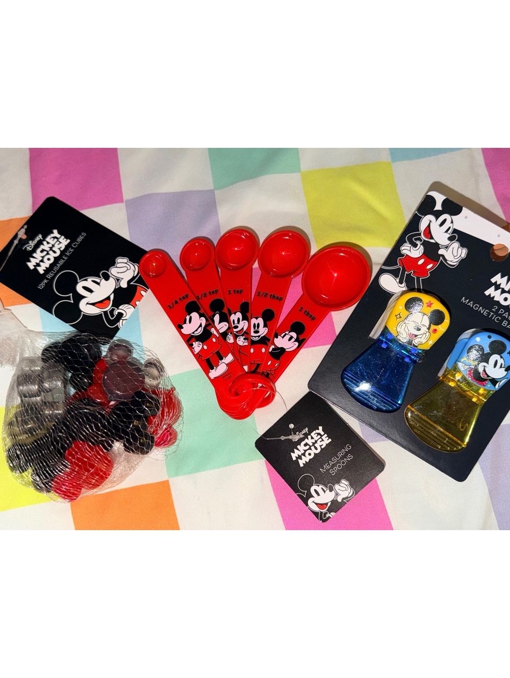 Disney Mickey Mouse Measuring Spoons  Magnetic Clips ice cubes